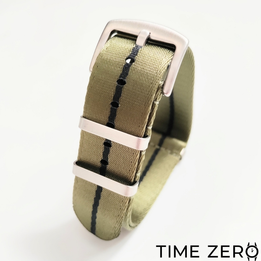 New Olive Green/Black Ballistic Nylon NATO Watch Strap (The Velocity Collection)